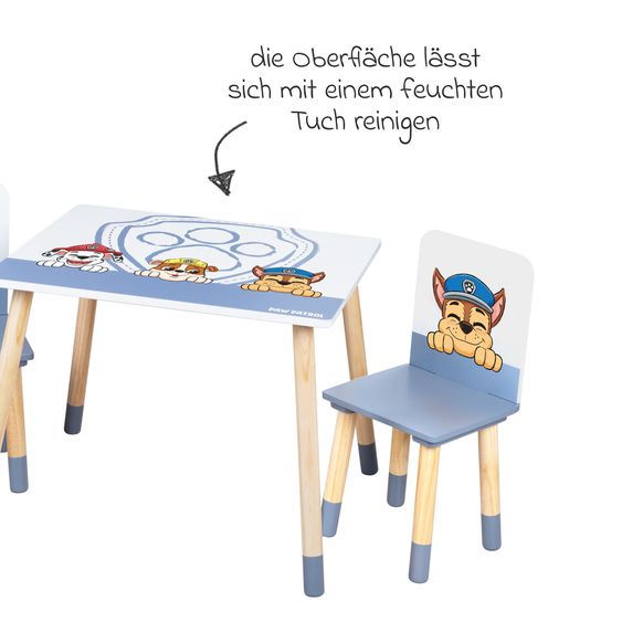 Roba 3-tlg. Kindersitzgruppe inkl. 1 Tisch und 2 Stühle - Paw Patrol - Weiß Blau