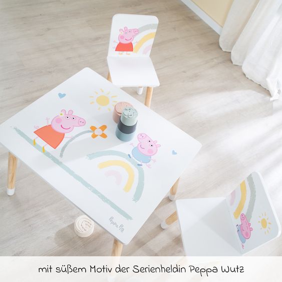 Roba 3-piece children's seating set incl. 1 table and 2 chairs - Peppa Pig - White