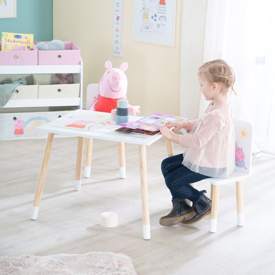 Roba 3-piece children's seating set incl. 1 table and 2 chairs - Peppa Pig - White