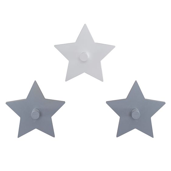 Roba 3-tlg. Wandhaken Set - Little Stars - Grau
