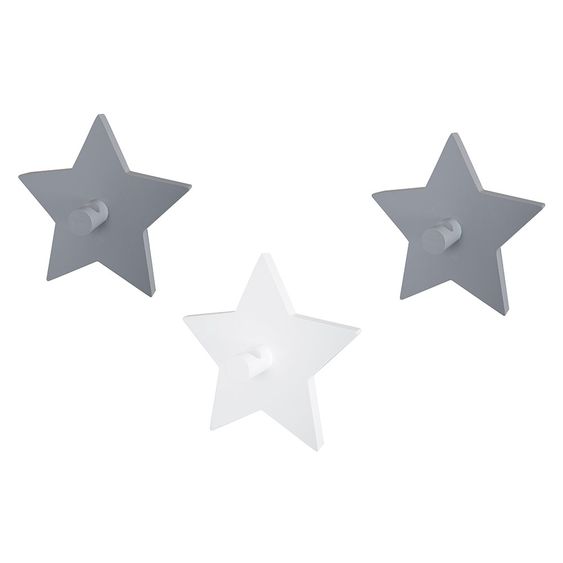 Roba 3-tlg. Wandhaken Set - Little Stars - Grau