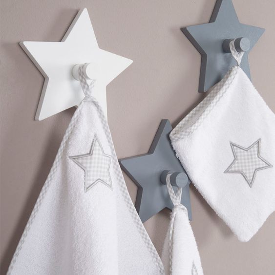 Roba 3-tlg. Wandhaken Set - Little Stars - Grau