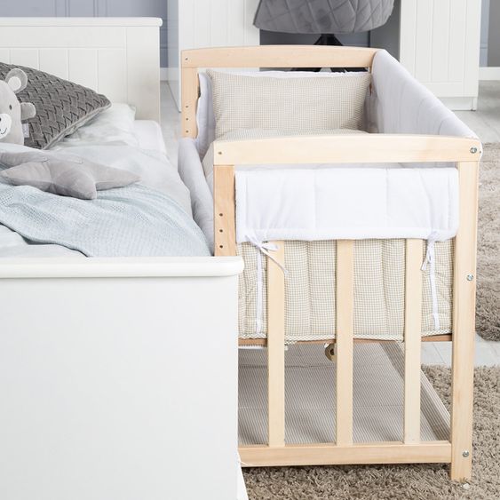 Roba 4in1 bassinet, extra bed, cradle and bench & textile equipment - Liebhabär - Nature