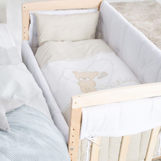 Roba 4in1 bassinet, extra bed, cradle and bench & textile equipment - Liebhabär - Nature