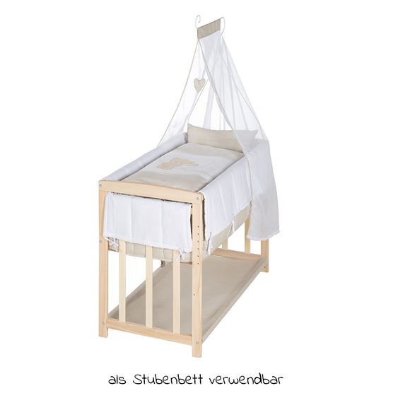 Roba 4in1 bassinet, extra bed, cradle and bench & textile equipment - Liebhabär - Nature