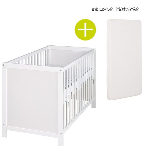 Roba Beistellbett und Kinderbett Hamburg inkl. Matratze 60 x 120 cm - Weiß