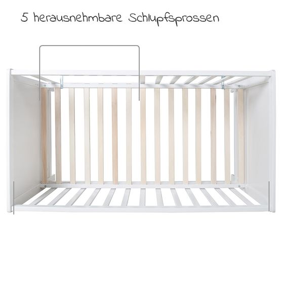 Roba Beistellbett und Kinderbett Hamburg inkl. Matratze 60 x 120 cm - Weiß