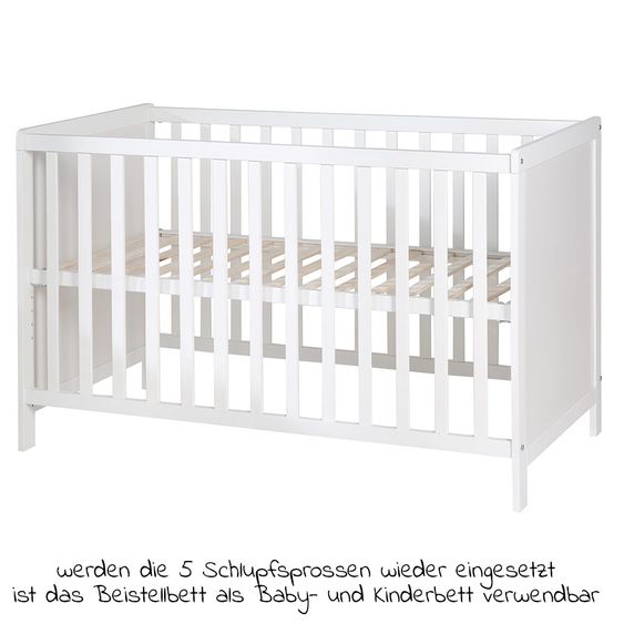 Roba Beistellbett und Kinderbett Hamburg inkl. Matratze 60 x 120 cm - Weiß