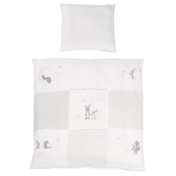 Roba Bettwäsche 80 x 80 cm - Fox & Bunny - Grau
