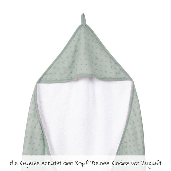 Roba Hooded towel made of 100% organic cotton GOTS 80 x 80 cm - Lil Planet - Frosty Green