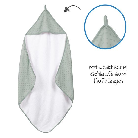 Roba Hooded towel made of 100% organic cotton GOTS 80 x 80 cm - Lil Planet - Frosty Green