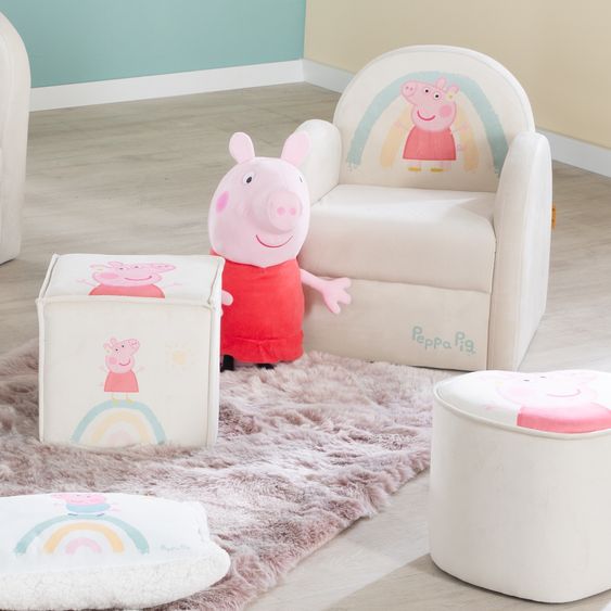 Roba Poltrona imbottita per bambini con bracciolo - Peppa Pig - Bianco