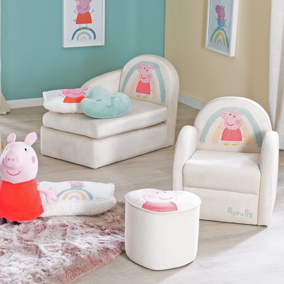 Roba Poltrona imbottita per bambini con bracciolo - Peppa Pig - Bianco