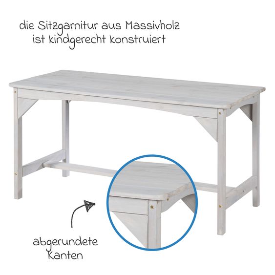 Roba Kindersitzgruppe mit Sitzauflagen und Sonnenschirm - Little Stars - Grau