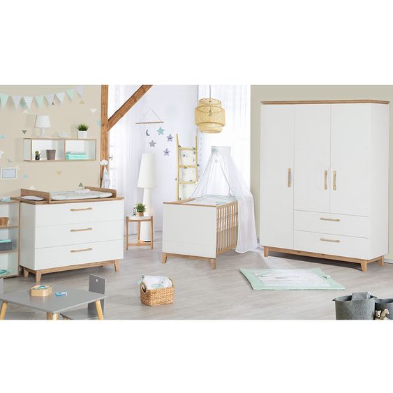 Roba Children's room Carina with 3-door wardrobe, bed, wide changing unit - White