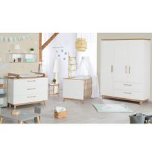 Children's room Carina with 3-door wardrobe, bed, wide changing unit - White