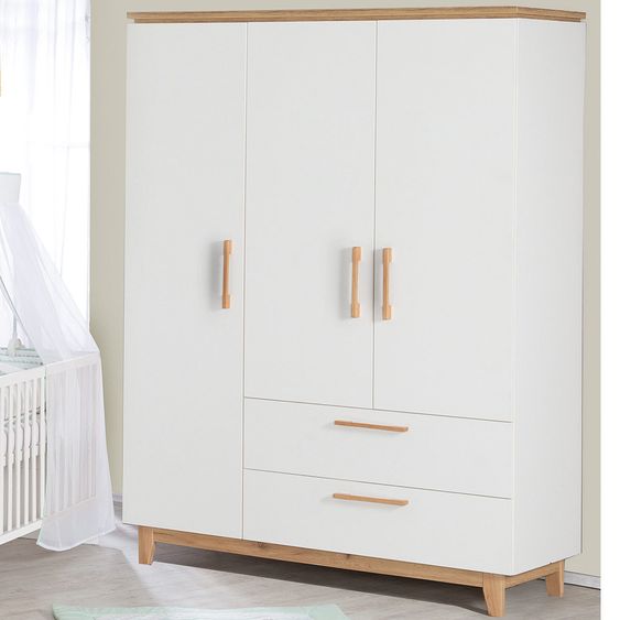 Roba Children's room Carina with 3-door wardrobe, bed, wide changing unit - White