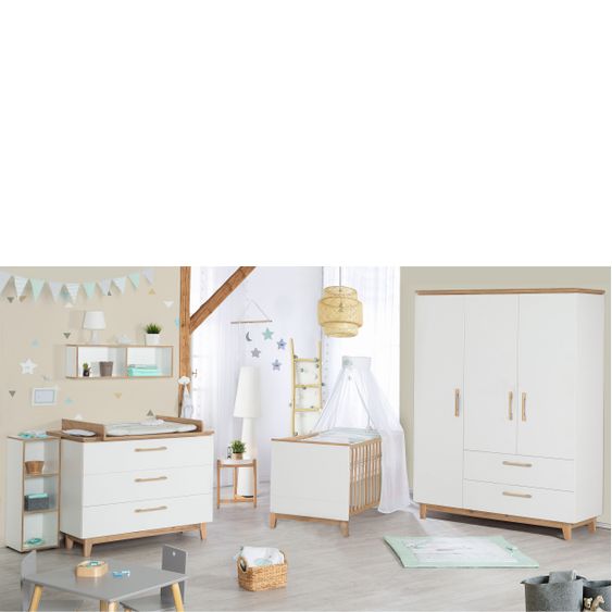 Roba Children's room Carina with 3-door wardrobe, bed, wide changing unit - White