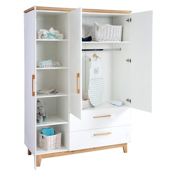 Roba Children's room Carina with 3-door wardrobe, bed, wide changing unit - White