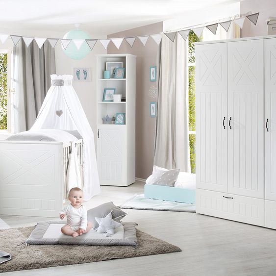 Roba Kinderzimmer Constantin mit 3-türigem Schrank, Bett, Wickelkommode