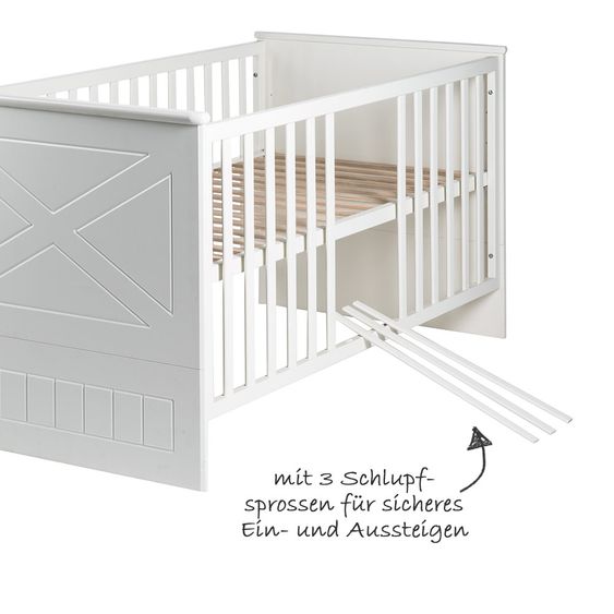 Roba Kinderzimmer Constantin mit 3-türigem Schrank, Bett, Wickelkommode