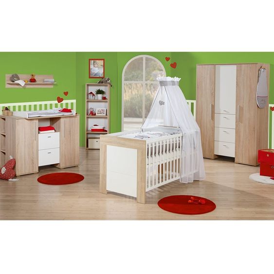 Roba Children's room Daniel 6-pcs. incl. textile collection Jumbotwins, 3-door wardrobe, bed, changing table