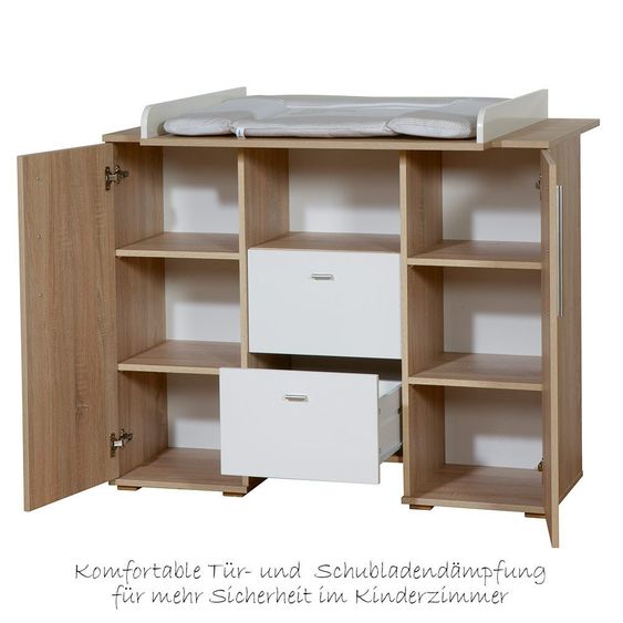 Roba Kinderzimmer Daniel 6-tlg. inkl. Textilkollektion Jumbotwins, 3-türigem Schrank, Bett, Wickelkommode