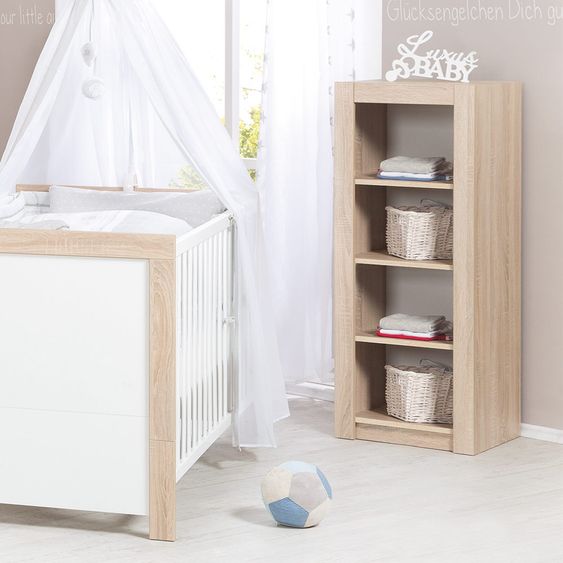 Roba Kinderzimmer Leni 2 mit 3-türigem Schrank, Bett, Wickelkommode, Seitenregal und Standregal