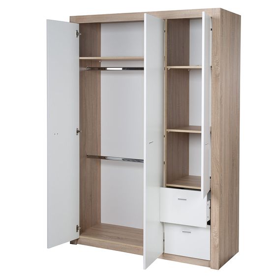 Roba Kinderzimmer Leni 2 mit 3-türigem Schrank, Bett, Wickelkommode, Seitenregal und Standregal