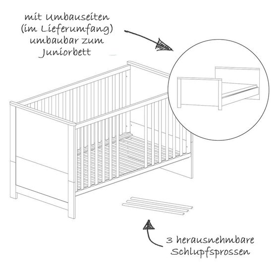 Roba Nordic Star children's room with 3-door wardrobe, bed, wide changing unit