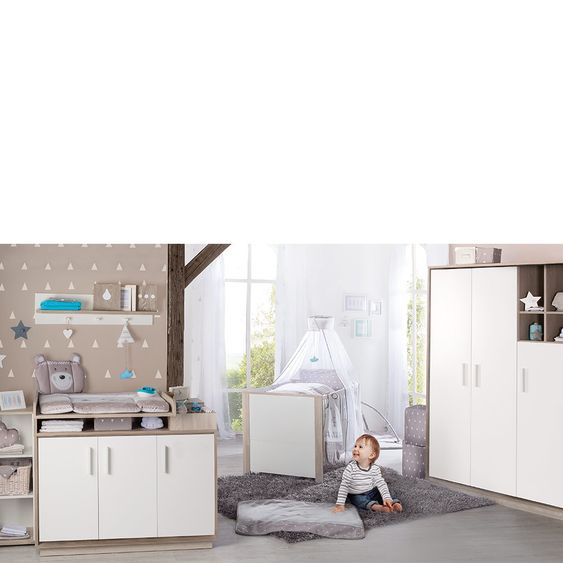 Roba Kinderzimmer Olaf 14-tlg. mit 3-türigem Schrank inkl. Textilkollektion Indibär