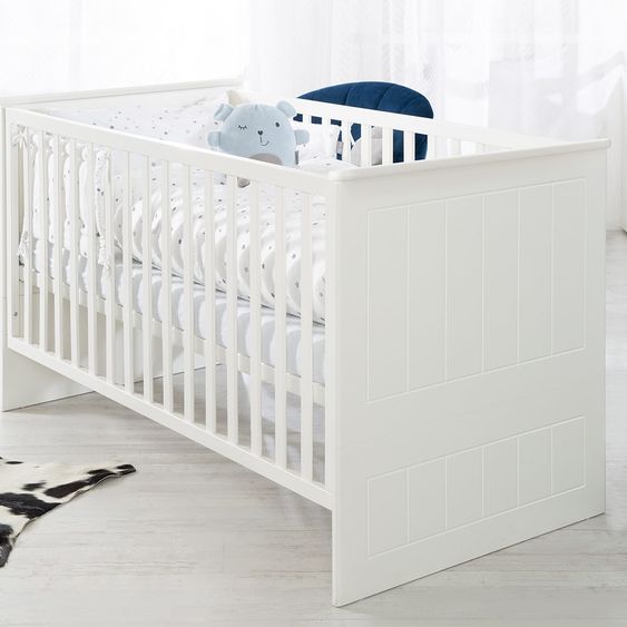 Roba Nursery Sylt Baby with 3-door wardrobe, bed, wide changing unit - White