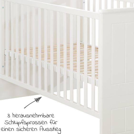 Roba Nursery Sylt Baby con armadio a 3 ante, letto, ampio fasciatoio - Bianco