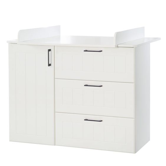 Roba Nursery Sylt Baby with 3-door wardrobe, bed, wide changing unit - White