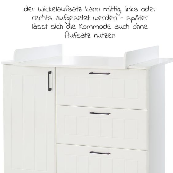 Roba Nursery Sylt Baby with 3-door wardrobe, bed, wide changing unit - White