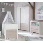 Kinderzimmer Timon mit 3-türigem Schrank, Bett, Wickelkommode - Weiß Luna