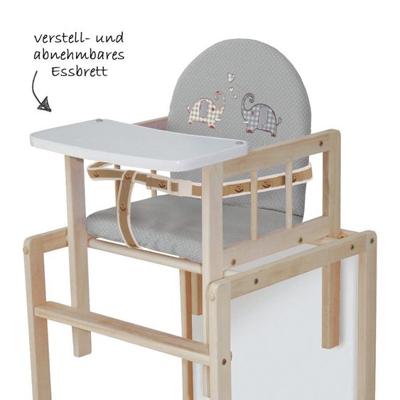 Roba Kombi-Hochstuhl Natur mit Holz-Essbrett - Jumbotwins