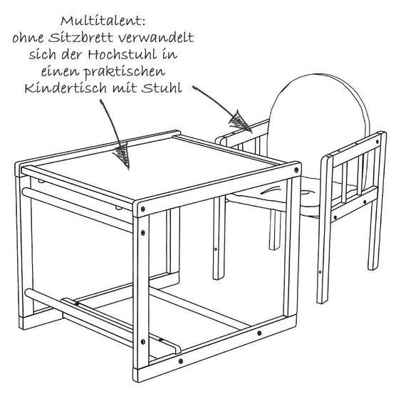 Roba Seggiolone combinato Nature con mangiatoia in legno - Liebhabär