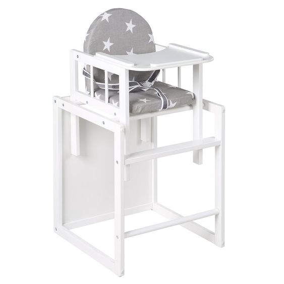 Roba Kombi-Hochstuhl Weiß mit Holz-Essbrett - Little Stars
