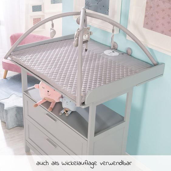 Roba Krabbeldecke / Wickelauflage mit Spielbogen - 75 x 85 cm - Roba Style Sammy - Silbergrau