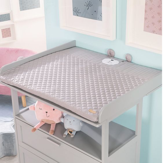 Roba Krabbeldecke / Wickelauflage mit Spielbogen - 75 x 85 cm - Roba Style Sammy - Silbergrau