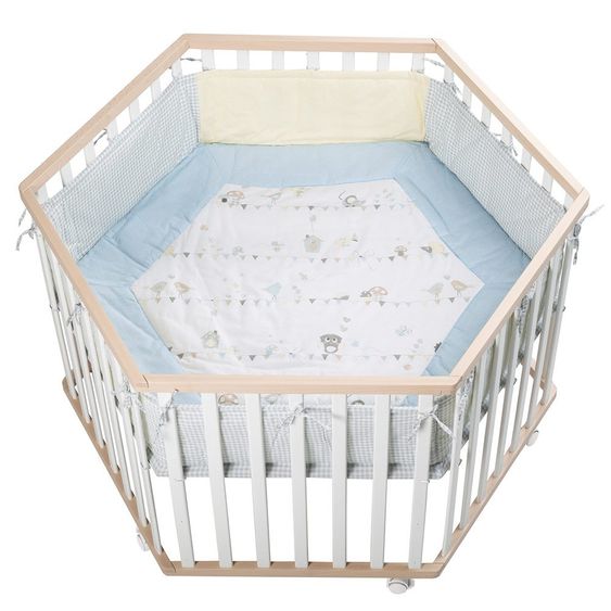 Roba Box a 6 angoli Cosiplay biologico in faggio bicolore con inserto 120 x 120 cm - Wiesenglück