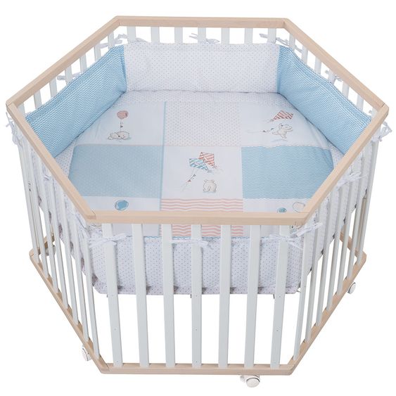 Roba Laufgitter 6-eckig Cosiplay Bio-Buche Bicolor inkl. Einlage - Vintage Bär
