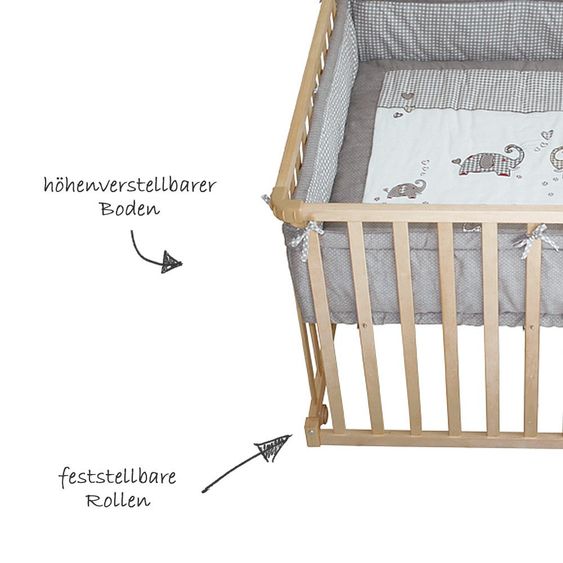 Roba Playpen foldable nature incl. insert 100 x 100 cm - Jumbotwins