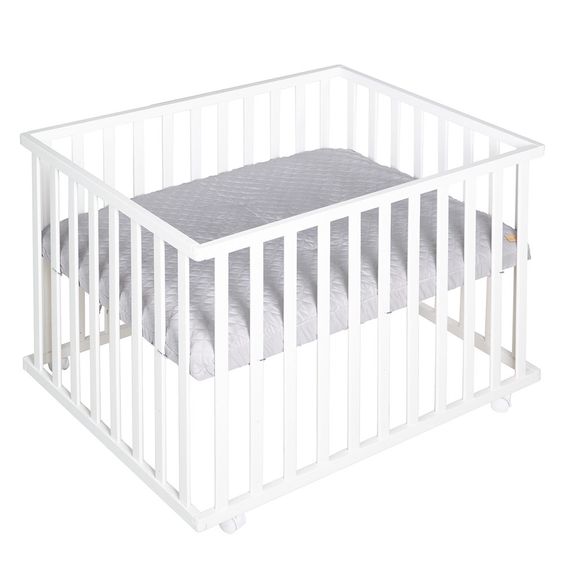 Roba Box bianco - 3 altezze regolabili e materasso per box 75 x 100 cm - Roba Style - Grigio