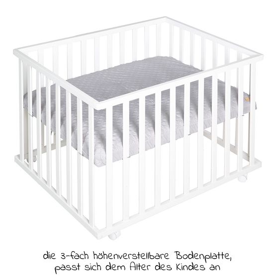 Roba Box bianco - 3 altezze regolabili e materasso per box 75 x 100 cm - Roba Style - Grigio