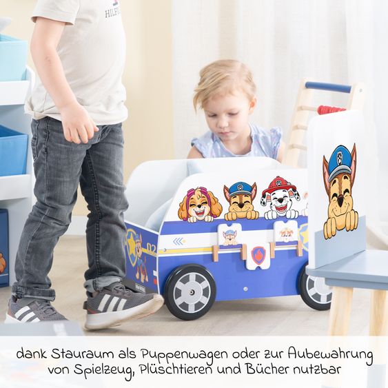 Roba Lauflernwagen Schiebe- und Motorikbus mit Uhr & Rechenschieber - Paw Patrol - Weiß Blau