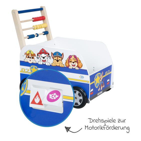 Roba Baby walker push and motor skills bus with clock & slide rule - Paw Patrol - White Blue