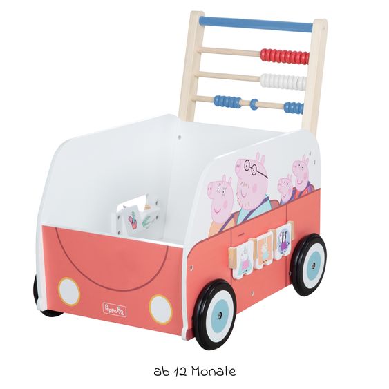 Roba Baby walker push and motor skills bus with clock & slide rule - Peppa Pig - White Red