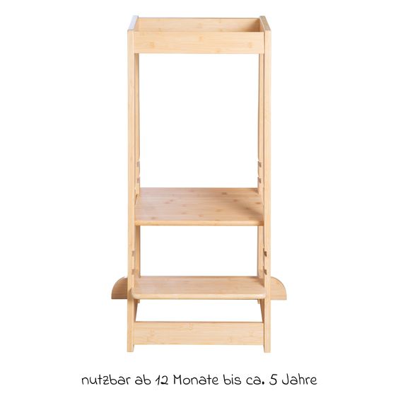 Roba Lernturm aus 100% Bambus mitwachsend mit 3-fach höhenverstellbarem Stand- und Fußbrett - Montessori - Braun